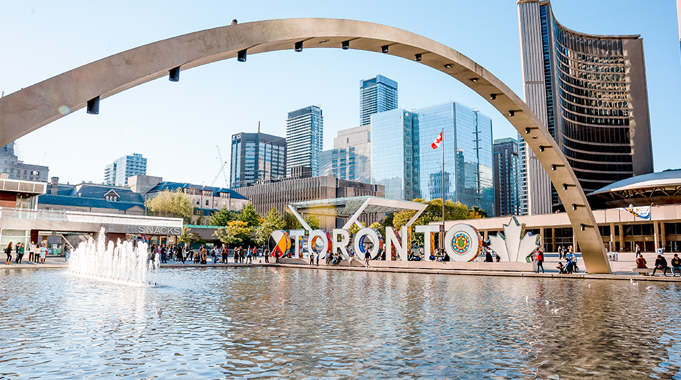Toronto sign at Toronto City Hall in Canada